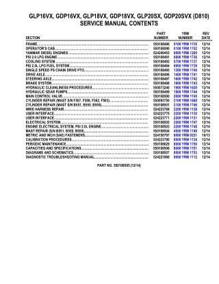 YALE D810 GDP18VX LIFT TRUCK (EUROPE) Service Repair Manual