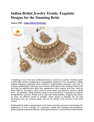 Indian Bridal Jewelry Trends- Exquisite Designs for the Stunning Bride