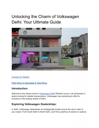 Unlocking the Charm of Volkswagen Delhi_ Your Ultimate Guide