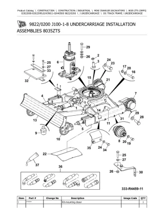 JCB 8035 ZTS (ORFS) Mini Crawler Excavator Parts Catalogue Manual (Serial Number 02439811-02440500)