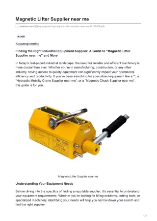 Magnetic Lifter Supplier near me