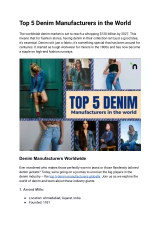 Top 5 Denim Manufacturers in the World
