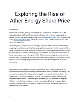 Get the Best Ather Energy Share Price only at Planify