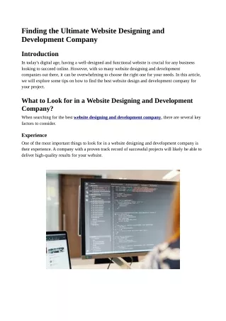 Finding the Ultimate Website Designing and Development Company