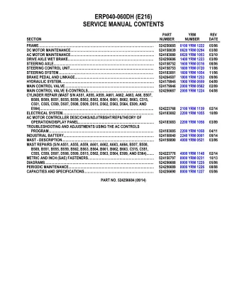 YALE E216 ERP050DH LIFT TRUCK Service Repair Manual