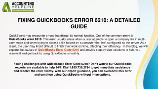 Easy Way To Fix QuickBooks Error Code 6210