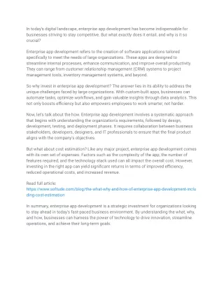 Mastering Enterprise App Development: Understanding What, Why, and How It Works