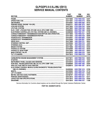 YALE E813 GLP3.5-5.5MJ LIFT TRUCK (EUROPE) Service Repair Manual