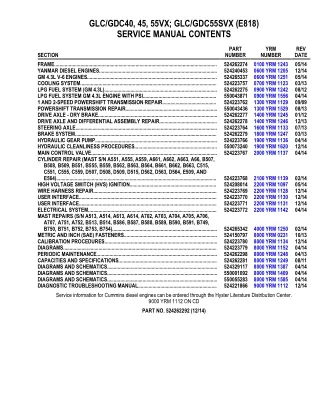 YALE E818 GDC45VX LIFT TRUCK (EUROPE) Service Repair Manual