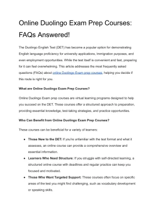 Online Duolingo Exam Prep Courses_ FAQs Answered