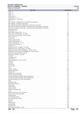 Massey Ferguson MF 487 COMBINE Parts Catalogue Manual Instant Download