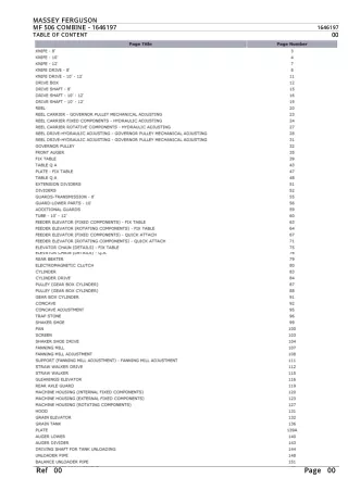 Massey Ferguson MF 506 COMBINE Parts Catalogue Manual Instant Download