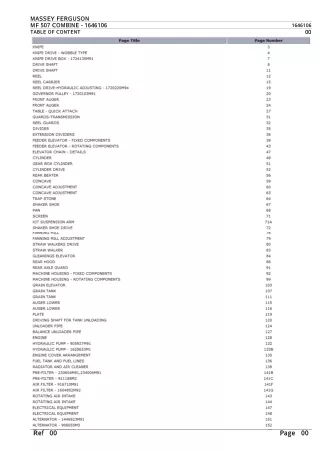 Massey Ferguson MF 507 COMBINE Parts Catalogue Manual Instant Download