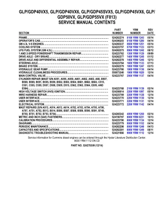 YALE F813 GDP40VX5 LIFT TRUCK Service Repair Manual