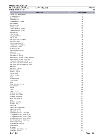 Massey Ferguson MF 530  535 COMBINES (- 1115200) Parts Catalogue Manual Instant Download