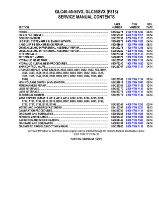 YALE F818 GLC40VX LIFT TRUCK (EUROPE) Service Repair Manual