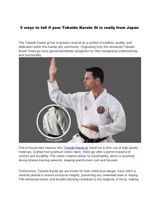 5 ways to tell if your Tokaido Karate Gi is really from Japan