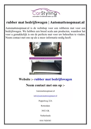 rubber mat bedrijfswagen  Automattenopmaat.nl