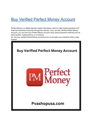 Top 3 PlaceTo Buy Verified Perfect Money Account In 2024