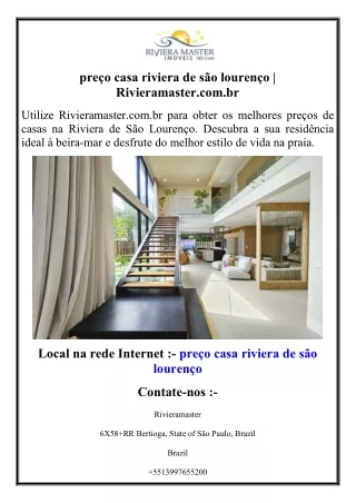 preço casa riviera de são lourenço  Rivieramaster.com.br