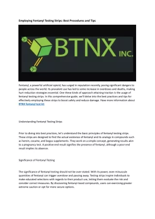 BTNX fentanyl test strips