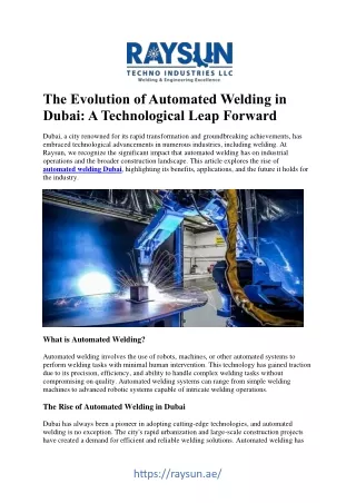 Automated Welding Dubai