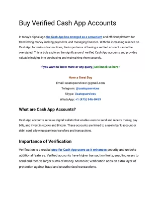 Top Place To Buy Verified Cash App Accounts