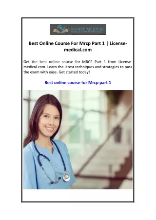 Best Online Course For Mrcp Part 1  License-medical.com