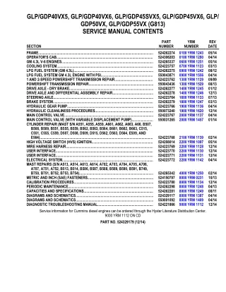 YALE G813 GDP40VX5 LIFT TRUCK (EUROPE) Service Repair Manual