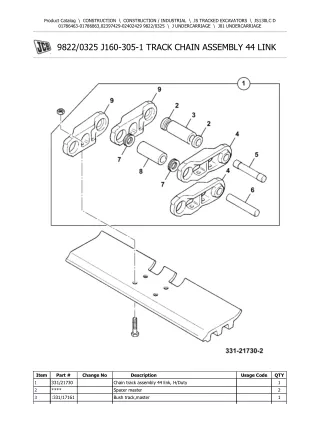 JCB JS130LC D TRACKED EXCAVATOR Parts Catalogue Manual (Serial Number 01786463-01786863)