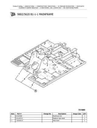 JCB JS145 AUTO TRACKED EXCAVATOR Parts Catalogue Manual (Serial Number  01289000-01289999)