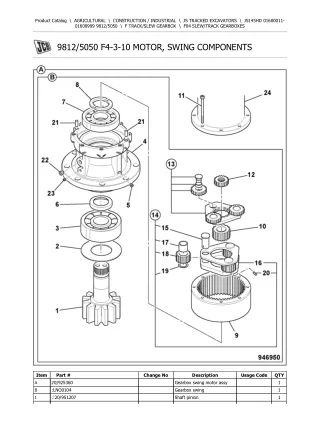 JCB JS145HD TRACKED EXCAVATOR Parts Catalogue Manual (Serial Number  01600011-01600999)