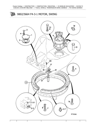 JCB JS145W T2 Wheeled Excavator Parts Catalogue Manual (Serial Number 01061001-01061999)