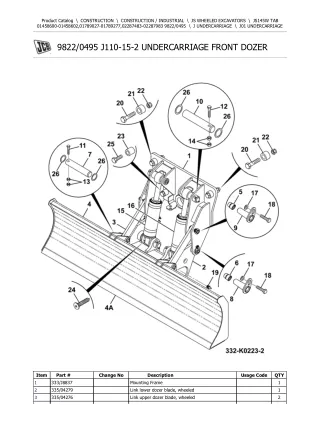 JCB JS145W TAB Wheeled Excavator Parts Catalogue Manual (Serial Number 01458600-01458602)