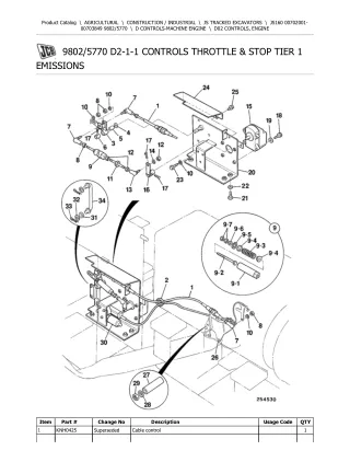 JCB JS160 TRACKED EXCAVATOR Parts Catalogue Manual (Serial Number  00702001-00703849)