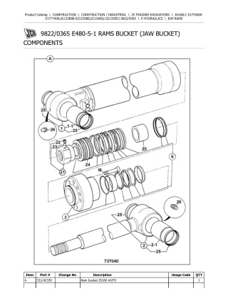 JCB JS160LC TRACKED EXCAVATOR Parts Catalogue Manual (Serial Number 01776500-01777499)