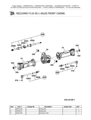 JCB JS160W T4 Wheeled Excavator Parts Catalogue Manual (Serial Number 02143159-02143459)