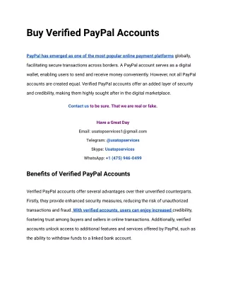 100 % Top To Buy Verified PayPal Accounts