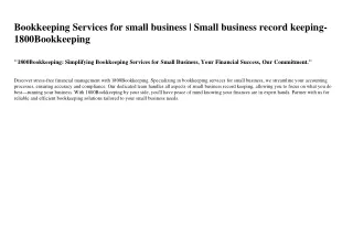 Bookkeeping Services for small business | Small business record keeping- 1800Boo