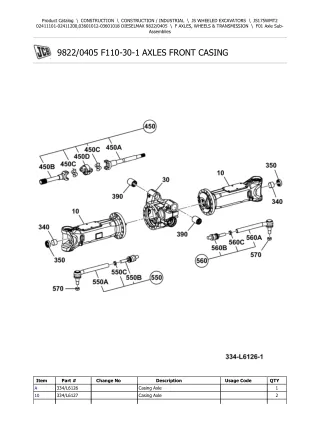 JCB JS175WM T2 Wheeled Excavator Parts Catalogue Manual (Serial Number 02411101-02411200)