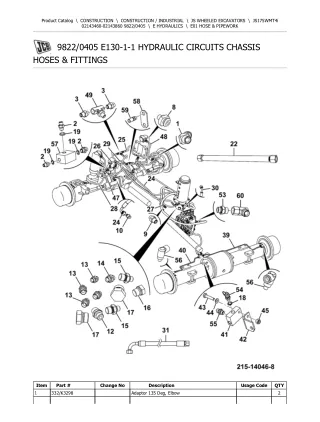 JCB JS175WM T4i Wheeled Excavator Parts Catalogue Manual (Serial Number 02143460-02143860)