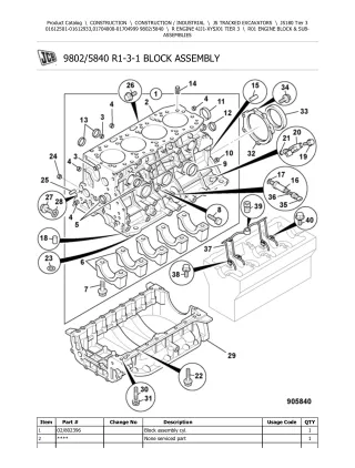 JCB JS180 Tier 3 TRACKED EXCAVATOR Parts Catalogue Manual (Serial Number 01612501-01612933)