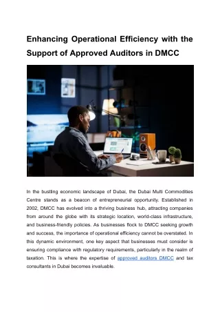 Enhancing Operational Efficiency with the Support of Approved Auditors in DMCC