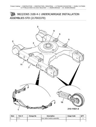 JCB JS180LC TRACKED EXCAVATOR Parts Catalogue Manual (Serial Number 02135053-02135253)