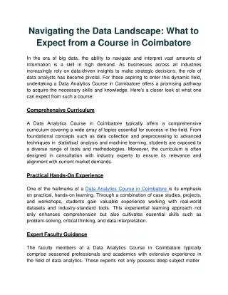 Navigating the Data Landscape_ What to Expect from a Course in Coimbatore