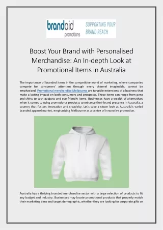 Boost Your Brand with Personalised Merchandise An In-depth Look at Promotional Items in Australia