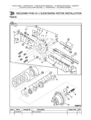 JCB JS200NC T4 ecoMax TRACKED EXCAVATOR Parts Catalogue Manual (Serial Number 02135355-02137855)