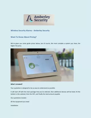 Wireless Security Alarms - Amberley Security