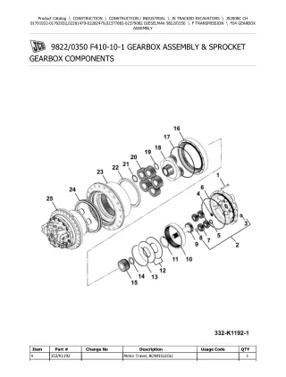 JCB JS200SC CH DIESELMAX TRACKED EXCAVATOR Parts Catalogue Manual (Serial Number 02281479-02282479)