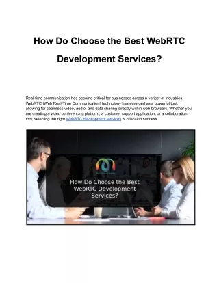 How Do Choose the Best WebRTC Development Services_